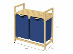 Cesta de lavandería de bambú Colector de lavandería cofre de lavandería cesta 2 bolsas de lavandería Clasificador de lavandería