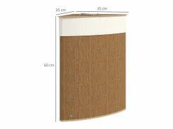 Cesta de lavandería de bambú con tapa, 55 l, diseño esquinero, con bolsa extraíble (35 x 35 x 60 cm)