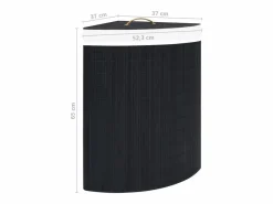 Cesta de lavandería de esquina de bambú negra de 60 l