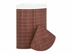 Discount Cesta de lavandería esquinera de bambú marrón 60 L Marru00f3n