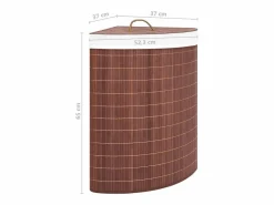 Discount Cesta de lavandería esquinera de bambú marrón 60 L Marru00f3n