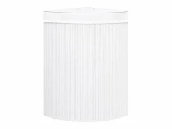 New Cesta de lavandería esquinera de bambú de 60 l Blanco