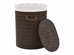 Best Cesta de lavandería ovalada de bambú marrón oscuro Marru00f3n