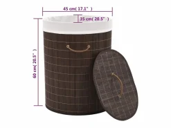 Best Cesta de lavandería ovalada de bambú marrón oscuro Marru00f3n