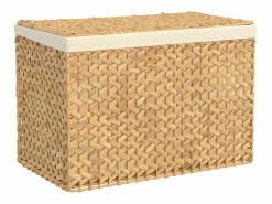 Outlet Cesta de lavandería plegable con 3 secciones de jacinto de agua 75x42,5x52 cm Cesto De Ropa