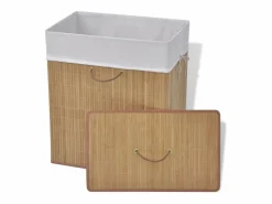 Discount Cesta de lavandería rectangular de bambú natural Marru00f3n