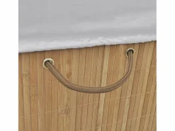 Discount Cesta de lavandería rectangular de bambú natural Marru00f3n