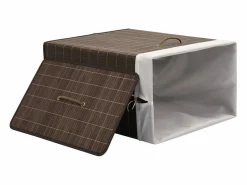 Hot Cesta de lavandería rectangular de bambú marrón oscuro Cesto De Ropa
