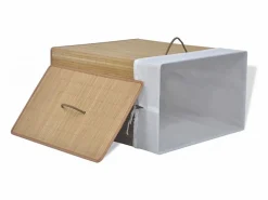 New Cesta de lavandería rectangular de bambú natural Marru00f3n