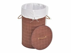 Cesta de lavandería redonda de bambú marrón