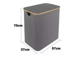 Hot DripeX Cesta de lino plegable 150L, ​​en tela , con 2 cubiertas y 2 bolsas interiores desmontables, 57x37x70cm Gris