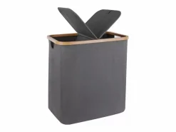 Hot DripeX Cesta de lino plegable 150L, ​​en tela , con 2 cubiertas y 2 bolsas interiores desmontables, 57x37x70cm Gris