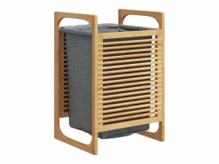 Cesta de ropa con bolsa 32x30x36,5 cm bambú