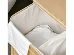 Best Cesta de ropa de bambú con tapa, 2 compartimentos, 90 l, con bolsa extraíble, color natural (54,2 x 35,2 x 59,5 cm) Marru00f3n