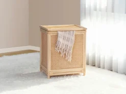 Sale OZAIA Cesta de ropa de ratán con rejilla con tapa, An. 45 x P. 33 x Al. 56 cm, Natural, CALYMA Color natural claro