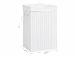 Clearance Cesta de ropa de una sola sección de bambú Blanco