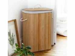 Calicosy Cesta de ropa rectangular de bambú 70L - H60 cm