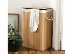 Calicosy Cesta de ropa rectangular de bambú 70L - H60 cm