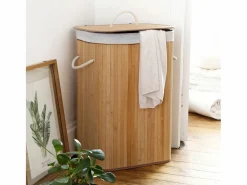 Calicosy Cesta de ropa rectangular de bambú 70L - H60 cm