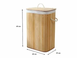 Calicosy Cesta de ropa rectangular de bambú 70L - H60 cm