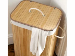 Calicosy Cesta de ropa rectangular de bambú 70L - H60 cm