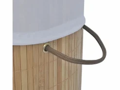 Clearance Cesta de ropa redonda de bambú natural Marru00f3n