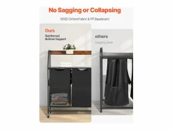 Discount Cesta de Ropa Sucia SucceBuy Clasificador de Ropa de 2 Niveles con Ruedas, Cesto para Ropa Sucia de 2 Compartimentos, Estructura Metálica, Tapa de Madera Negro