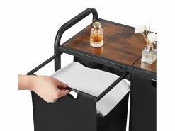 Best Cesta de Ropa Sucia SucceBuy Cesto para la Ropa Sucia de 2 Compartimentos, Organizador con Bolsas Extraíbles de Tela, Estructura Metálica y Tapa de Madera Cesto De Ropa