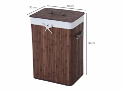 Online Cesta para la colada con tapa y capacidad de 72 l, de bambú y tela, color marrón (40 x 30 x 60 cm) Marru00f3n
