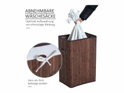 Online Cesta para la colada con tapa y capacidad de 72 l, de bambú y tela, color marrón (40 x 30 x 60 cm) Marru00f3n
