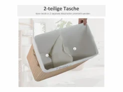 Online Cesta para la colada de 100 l con tapa, bolsa de lona de bambú, color natural (52 x 32 x 63 cm) Color natural oscuro