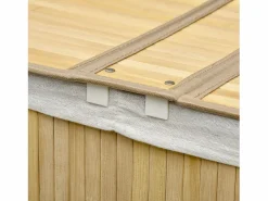 Discount Cesta para la ropa con tapa, 2 compartimentos extraíbles, bambú natural, organizada y ventilada (62,5 x 37 x 60,5 cm) Cesto De Ropa