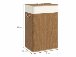 Discount Cesta para la ropa con tapa, bambú, con bolsa extraíble, 72L, beige (40x30x60 cm) Cesto De Ropa