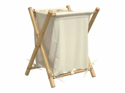 Hot Cesta para la ropa sucia de bambú color blanco crema 45x55x63,5 cm Marru00f3n