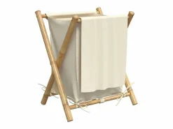 Hot Cesta para la ropa sucia de bambú color blanco crema 45x55x63,5 cm Marru00f3n