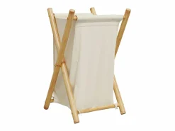 Clearance Cesta para la ropa sucia de bambú color blanco crema 41,5x36x63,5 cm Marru00f3n