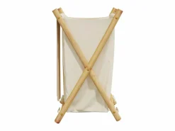 Clearance Cesta para la ropa sucia de bambú color blanco crema 41,5x36x63,5 cm Marru00f3n