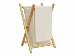 Clearance Cesta para la ropa sucia de bambú color blanco crema 41,5x36x63,5 cm Marru00f3n