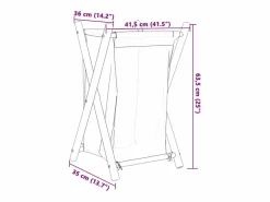 Clearance Cesta para la ropa sucia de bambú color blanco crema 41,5x36x63,5 cm Marru00f3n