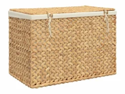 Sale Cesta para la ropa sucia con 3 secciones 75x42,5x52 cm jacinto de agua Marru00f3n