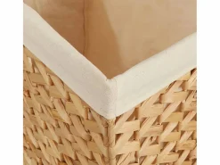 Sale Cesta para la ropa sucia con 3 secciones 75x42,5x52 cm jacinto de agua Marru00f3n