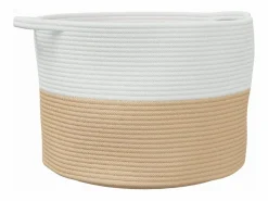 Cesta para ropa beige y blanca Ø55x36 cm algodón