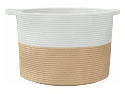 Cesta para ropa beige y blanca Ø55x36 cm algodón