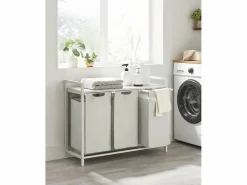 Hot Cesta para ropa blanca Valora de 3 compartimentos con tapa de MDF estilo loft Cesto De Ropa