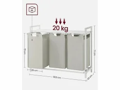 Hot Cesta para ropa blanca Valora de 3 compartimentos con tapa de MDF estilo loft Cesto De Ropa