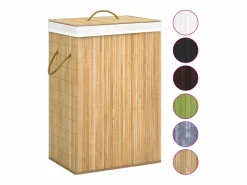 Best Cesta para ropa con 2 secciones de bambú 72 L Marru00f3n