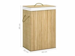 Best Cesta para ropa con 2 secciones de bambú 72 L Marru00f3n