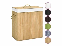 Cesta para ropa con 2 secciones de bambú 100 L