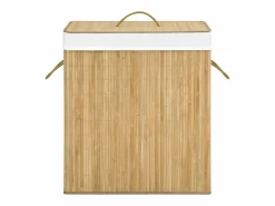 Cesta para ropa con 2 secciones de bambú 100 L