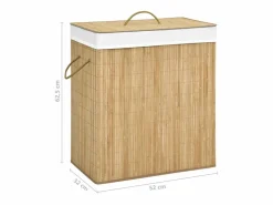 Cesta para ropa con 2 secciones de bambú 100 L